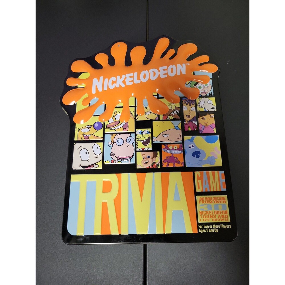 Vintage Y2K Nickelodeon Trivia Board Game in Metal Tin